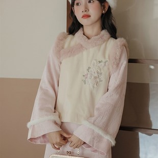 订婚旗袍日常可穿秋冬款伴娘服中国风马甲冬季套装国风新中式冬装