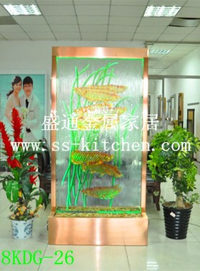 室内流水摆件 现代装饰流水屏风 年年有余 客厅隔断 风水帘幕墙