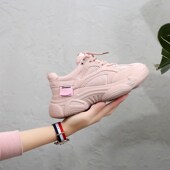 女鞋 2024春季 潮 松糕学生跑步鞋 滑板鞋 韩版 百搭休闲真皮潮流老爹鞋