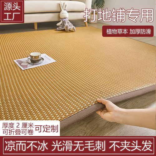 冰丝凉席地垫榻榻米床垫大炕垫子打地铺神器午睡垫家用藤席可定制