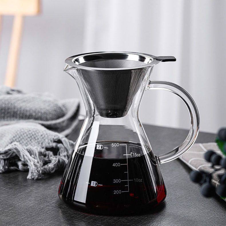 耐高温玻璃手冲咖啡套装分享壶过滤杯一体带不锈钢滤网免滤纸家用,餐饮具,咖啡壶,淘宝优惠券,粉丝福利购,淘宝优惠卷