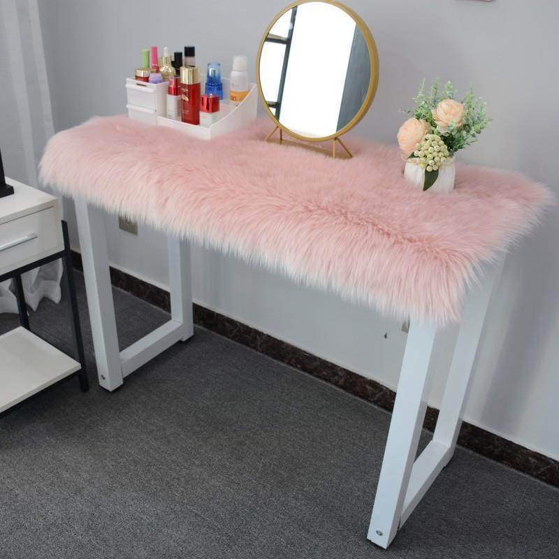 长毛绒梳妆台毛毛垫毛绒电脑桌面垫休闲椅凳子坐垫圆形地毯地垫