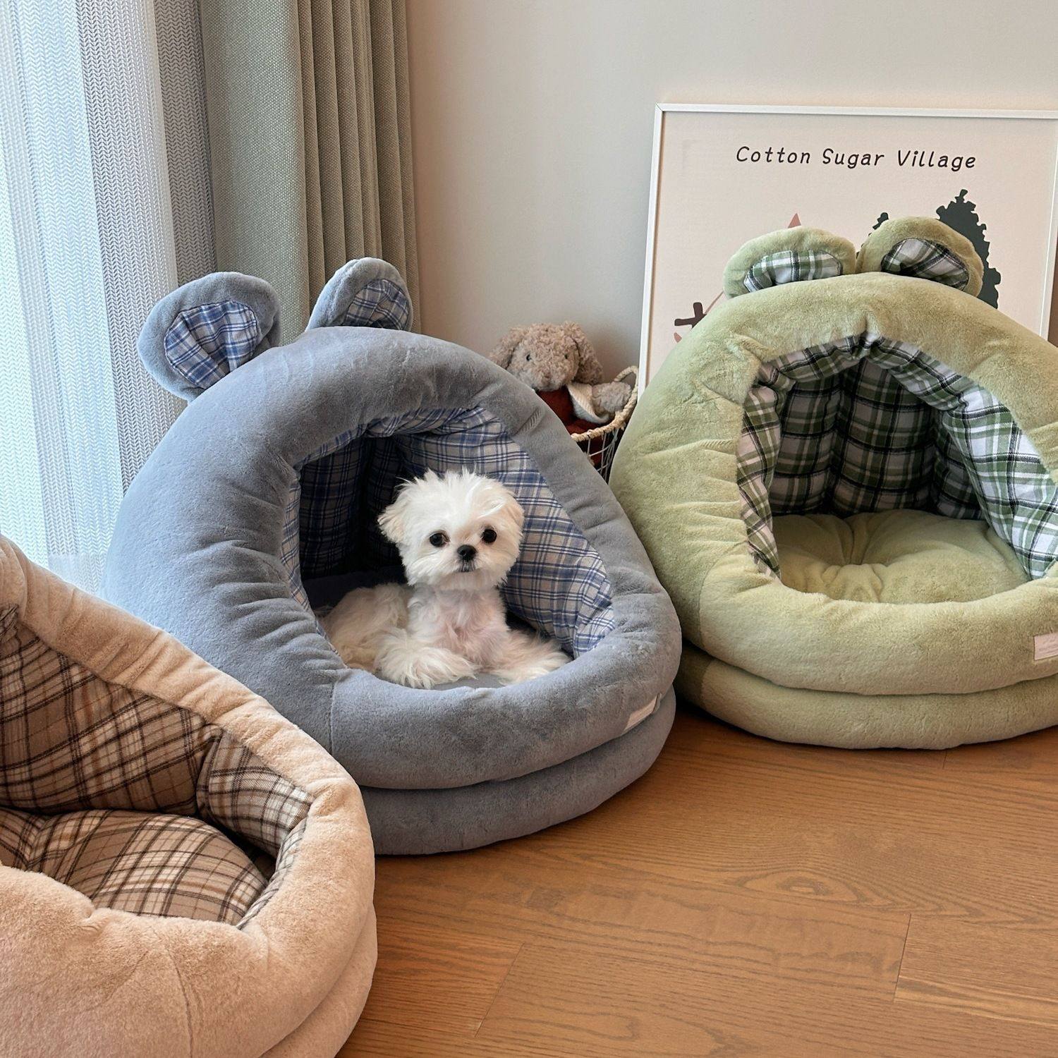 半封闭式毛茸茸狗窝可爱狗床猫窝保暖毛绒宠物沙发感沙发,宠物/宠物食品及用品,狗窝/屋/帐篷/沙发,淘宝优惠券,粉丝福利购,淘宝优惠卷