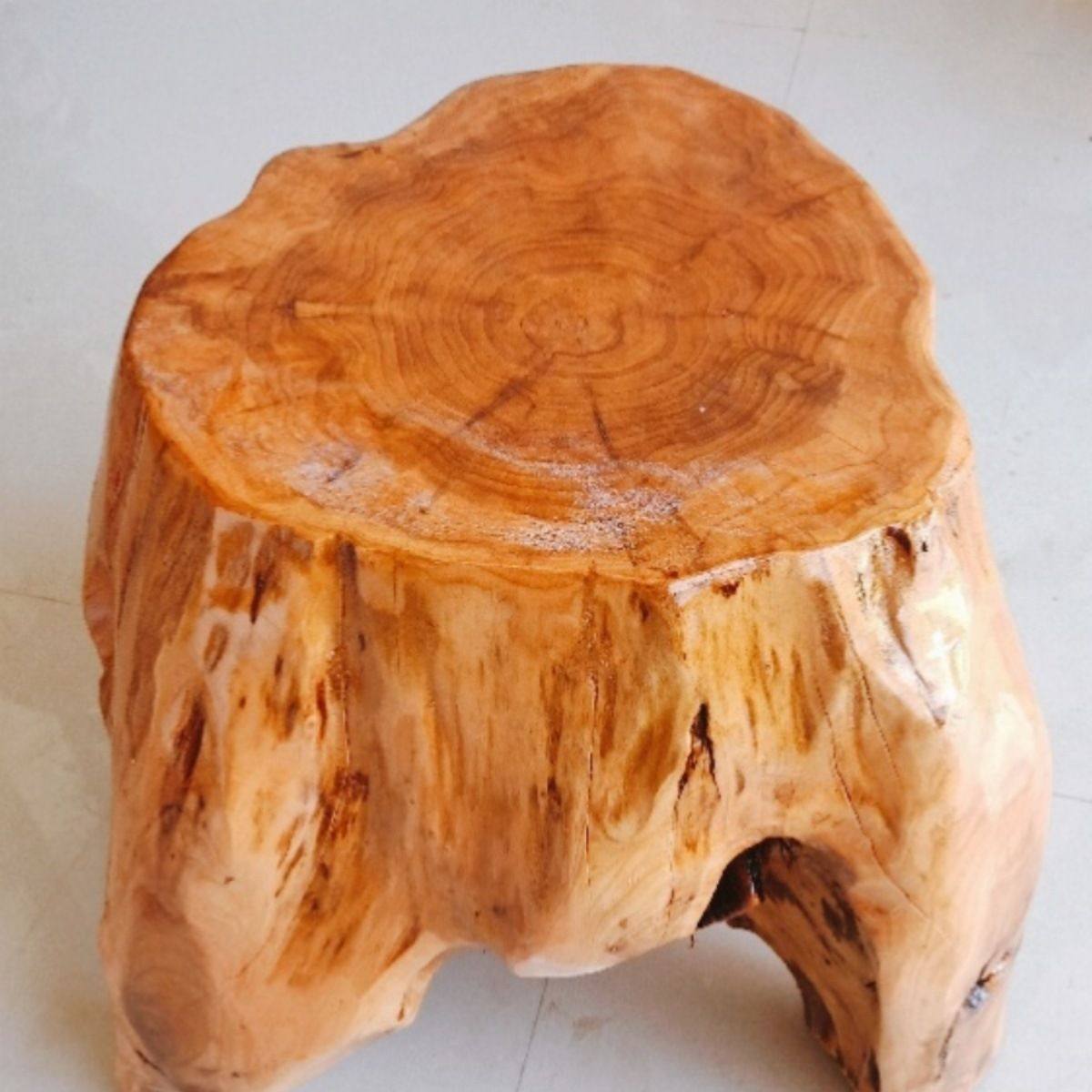 根雕凳子 实木墩子原木树桩木桩底座茶几茶桌配凳大板支架圆木凳