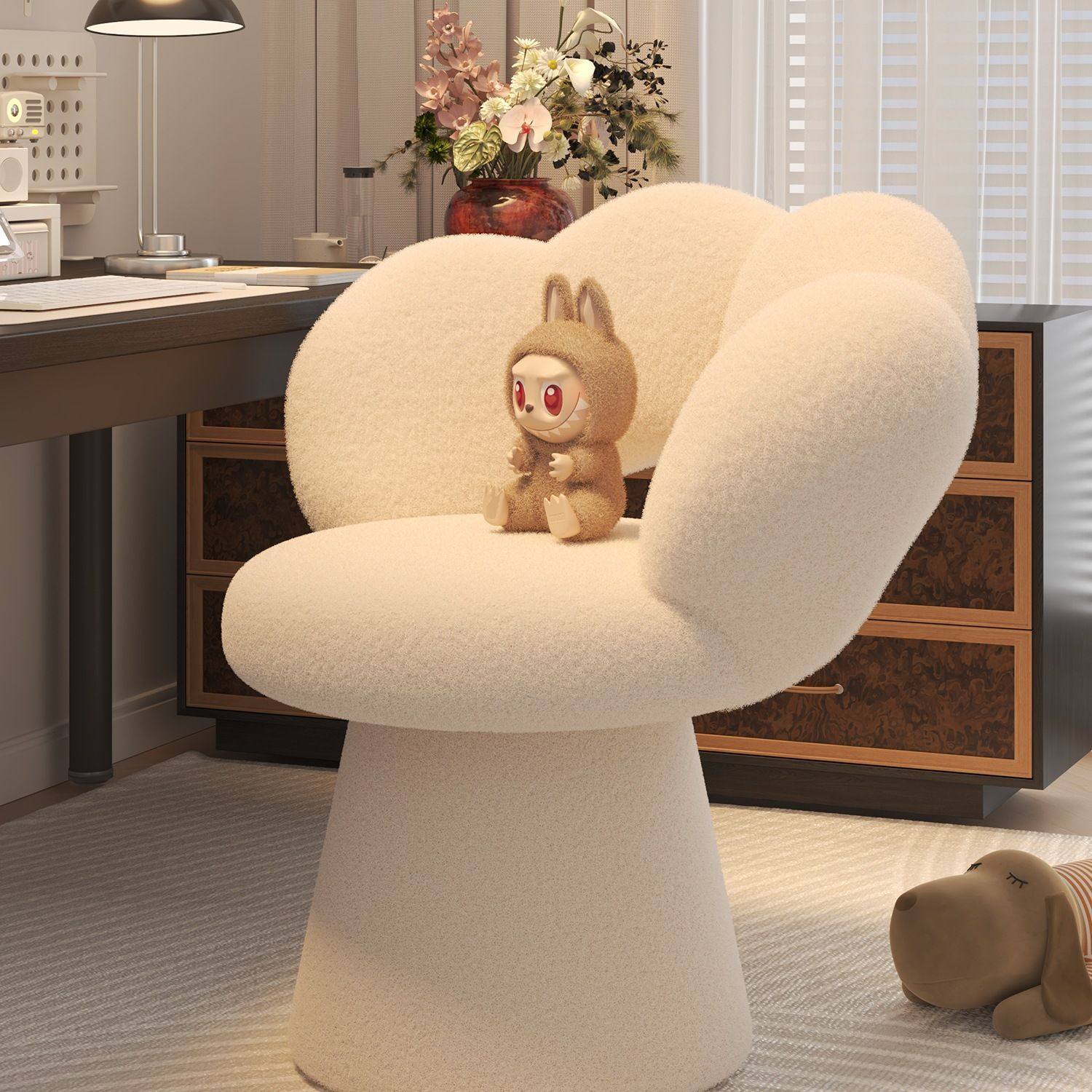 女生化妆椅子轻奢高级感卧室梳妆台专用凳子家用靠背可旋转美甲椅