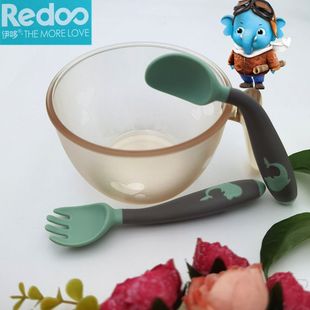 进口食品级可蒸煮微波炉宝宝辅食碗勺餐具套装防摔防烫米糊碗