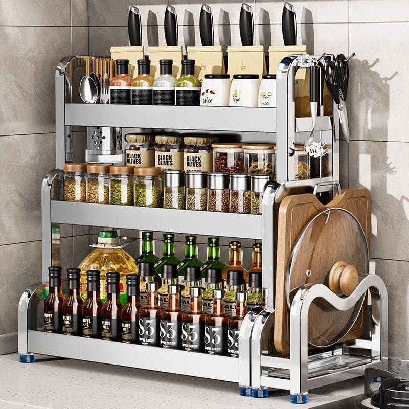 304不锈钢厨房调料品置物架多功能台面筷子刀架盐调味瓶罐收纳盒,厨房/烹饪用具,调料置物架,淘宝优惠券,粉丝福利购,淘宝优惠卷