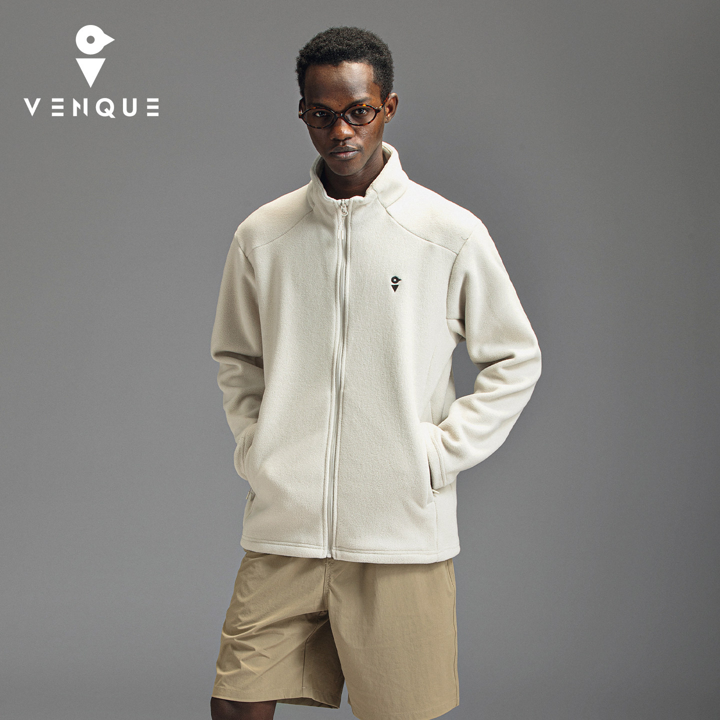 venque/范克户外抓绒衣女士摇粒绒内胆内搭拉链卫衣休闲外套男款