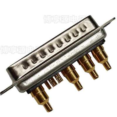 D-SUB 9W4射频连接器公头 焊线式射频同轴5+4公座插头 混装大电流