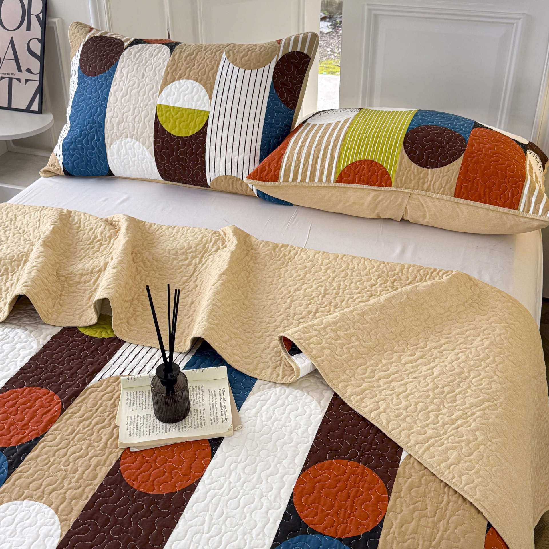 家用床盖三件套 单件被枕套床罩床盖套件全棉印花床盖