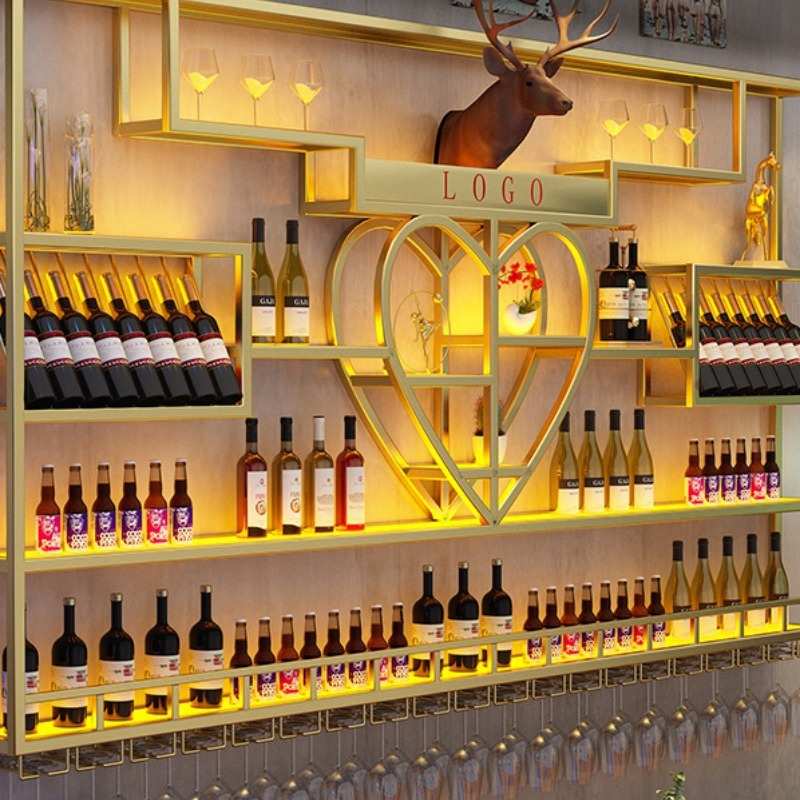 餐厅壁挂红酒架吧台酒柜铁艺工业风酒吧展示架靠墙壁挂置物架
