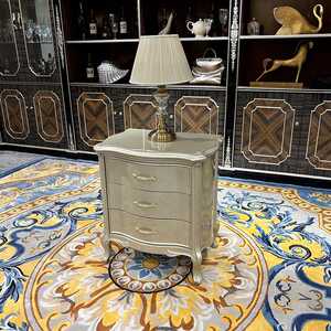 锐森贵族 法式床头柜 欧式实木床头柜 新古典带抽屉香槟金床头柜