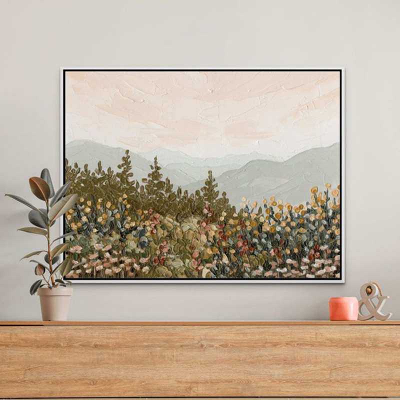 抽象花卉肌理手绘油画客厅背有靠山装饰画花海餐厅挂画办公室壁画