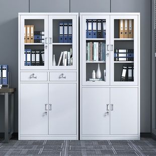 钢制办公室铁皮文件柜财务凭证柜带锁资料柜多层铁皮柜三开门矮柜