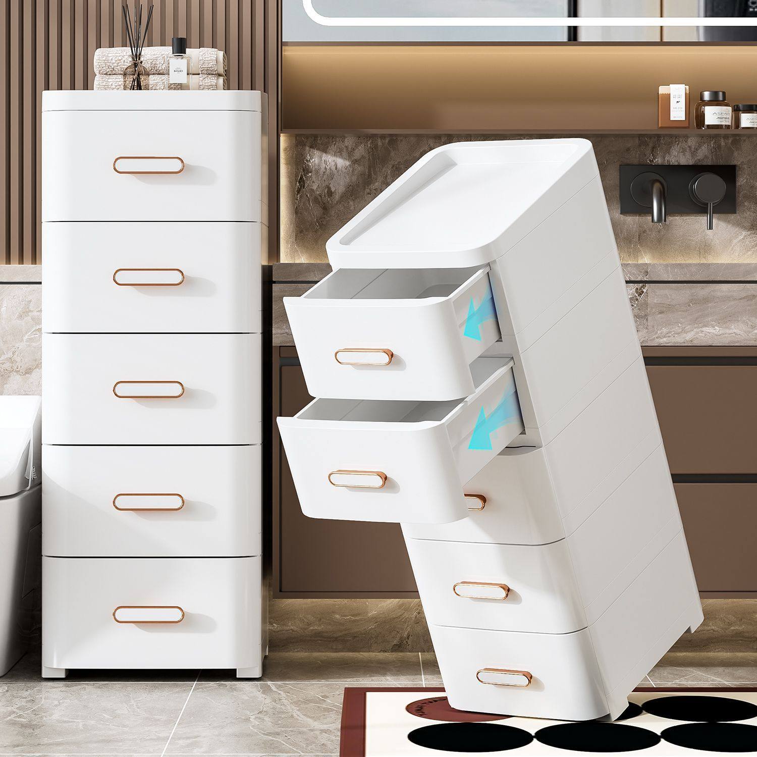 夹缝收纳柜抽屉式家用厨房缝隙柜置物架落地多层浴室卫生间储物柜,收纳整理,收纳柜,淘宝优惠券,粉丝福利购,淘宝优惠卷