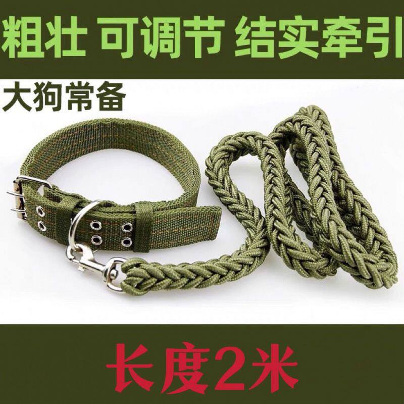 狗狗牵引绳加粗狗链大中型犬通用遛狗绳小狗项圈拴狗脖套可调节
