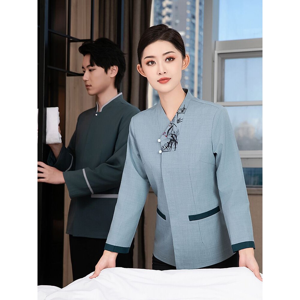 保洁工作服长袖女秋冬高档酒店宾馆物业售楼部清洁员阿姨工装制服