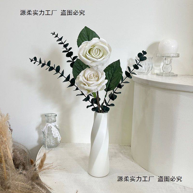 玫瑰花单支花束客厅餐桌摆件玫瑰花插花假花玄关摆设装饰仿真花