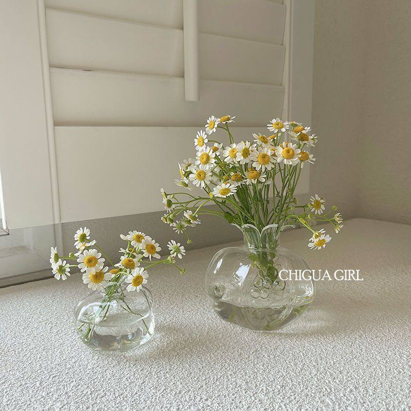 ins风日式清新创意简约小石榴玻璃花瓶桌面水培可爱水养花器摆件,家居饰品,仿真花/假花,淘宝优惠券,粉丝福利购,淘宝优惠卷