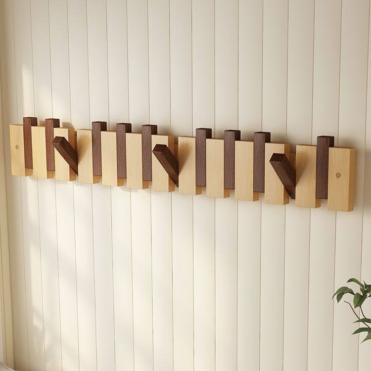 钢琴键挂衣架实木免打孔衣帽架不占空间墙上壁挂玄关入户门置物架