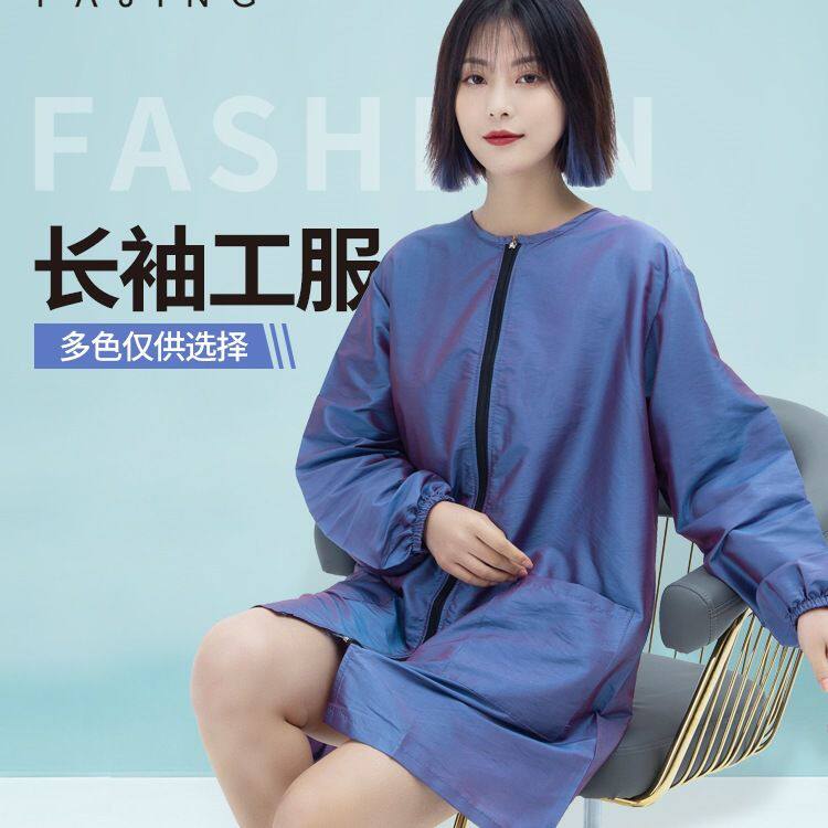 理发店围裙发型师防碎发衣服理发师工作服不沾发剪发和服染发衣