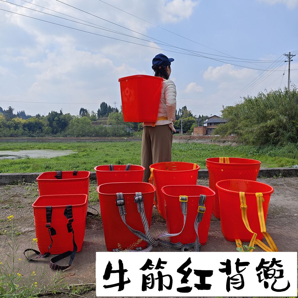 农用塑料背篼不漏水成人胶背篓仿竹编背筐采蘑菇赶集买菜水果背粮