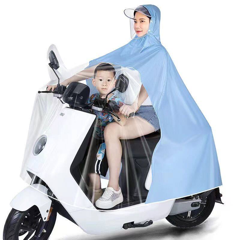 电动车挡风被雨衣亲子可视加大摩托车亲子儿童雨衣加厚加长带镜套