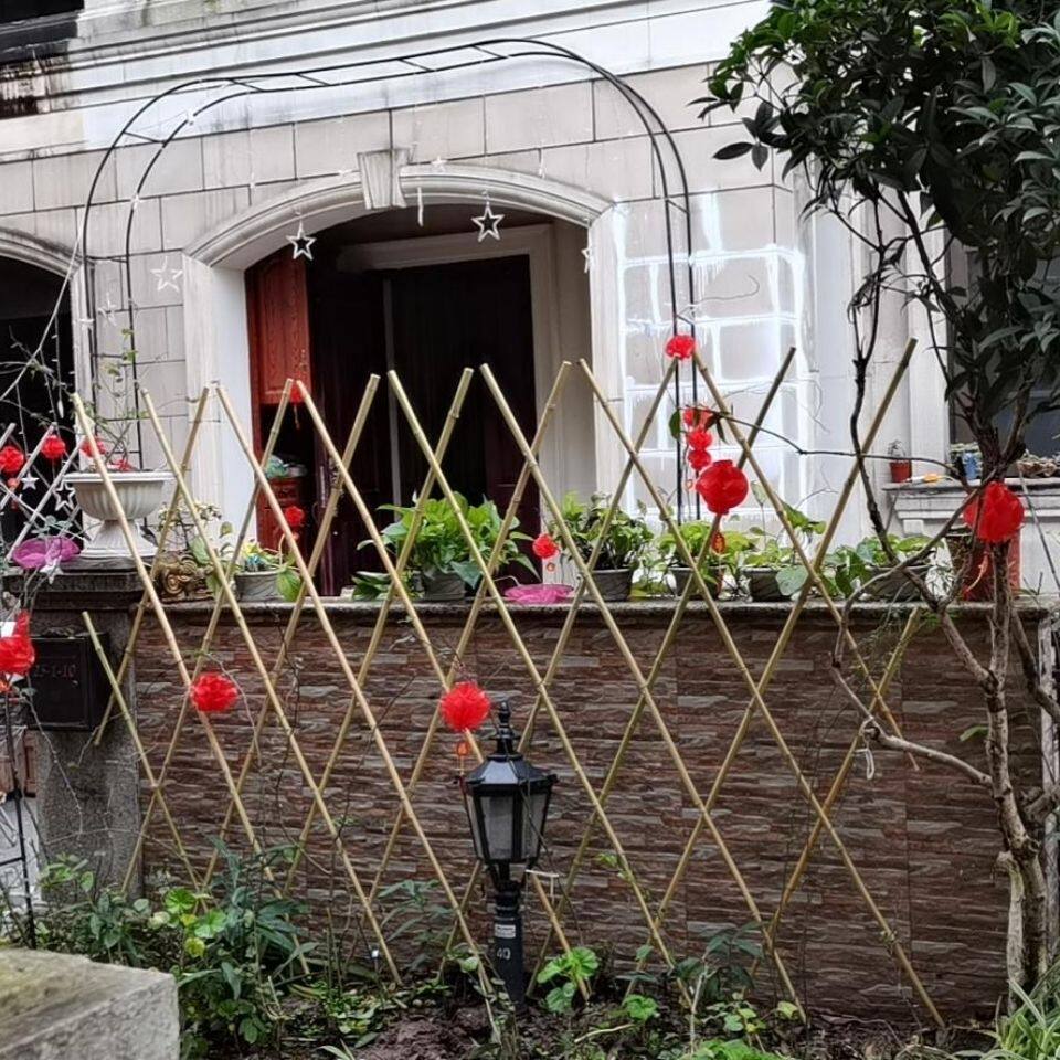 竹篱笆爬藤花架防腐户外栅栏植物围栏围墙菜园隔断伸缩拉网装风灵