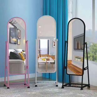 卧室镜子全身镜可移动高级感网红铁架立式穿衣镜试衣镜落地更衣浴