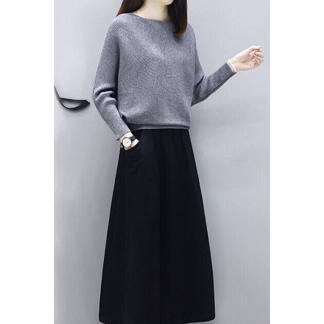 优质单件/套装新款针织毛衣休闲女气质宽松大码两件套裙