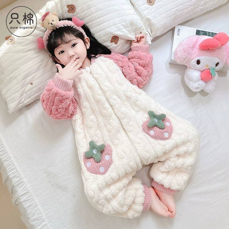 女童睡袋珊瑚绒冬季加厚款婴儿宝宝防踢被秋冬儿童法兰绒可爱睡衣