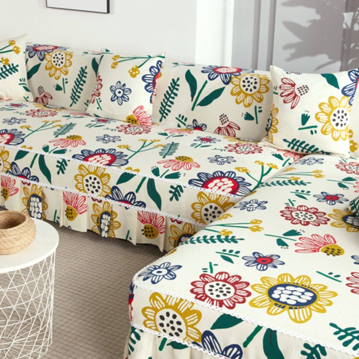 全包沙发套罩套四季通用贵妃组合防滑沙发垫巾纯棉加厚防猫抓