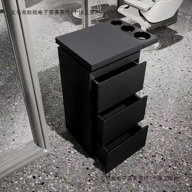 美发店不锈钢剪发柜子发廊储物架小柜推车简约理发店工具柜星空银