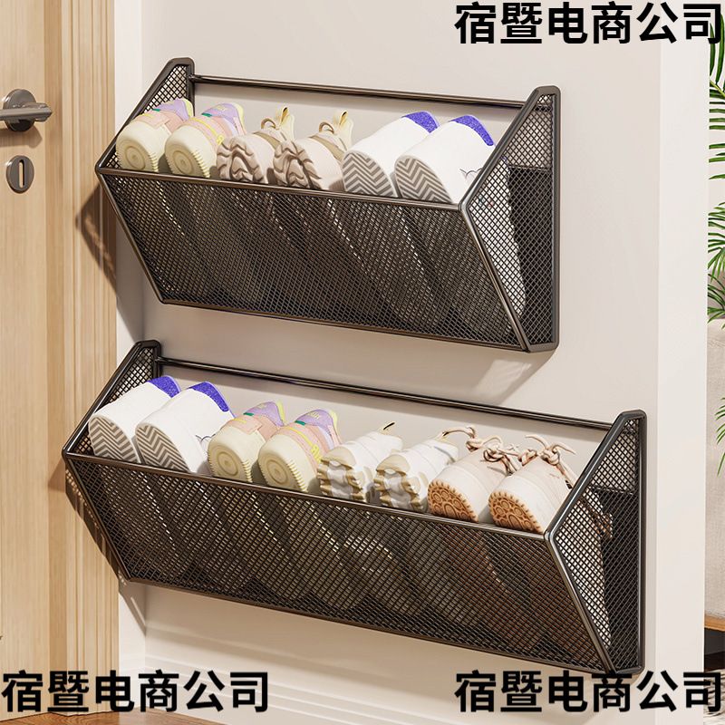 新款简易鞋架门后壁挂式鞋子整理架铁艺收纳家用门上免打孔置物架