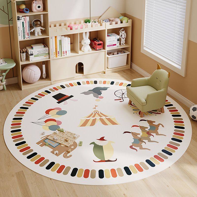 圆形儿童地垫卧室客厅房间床边耐脏防滑垫阅读区儿童房地毯可机洗
