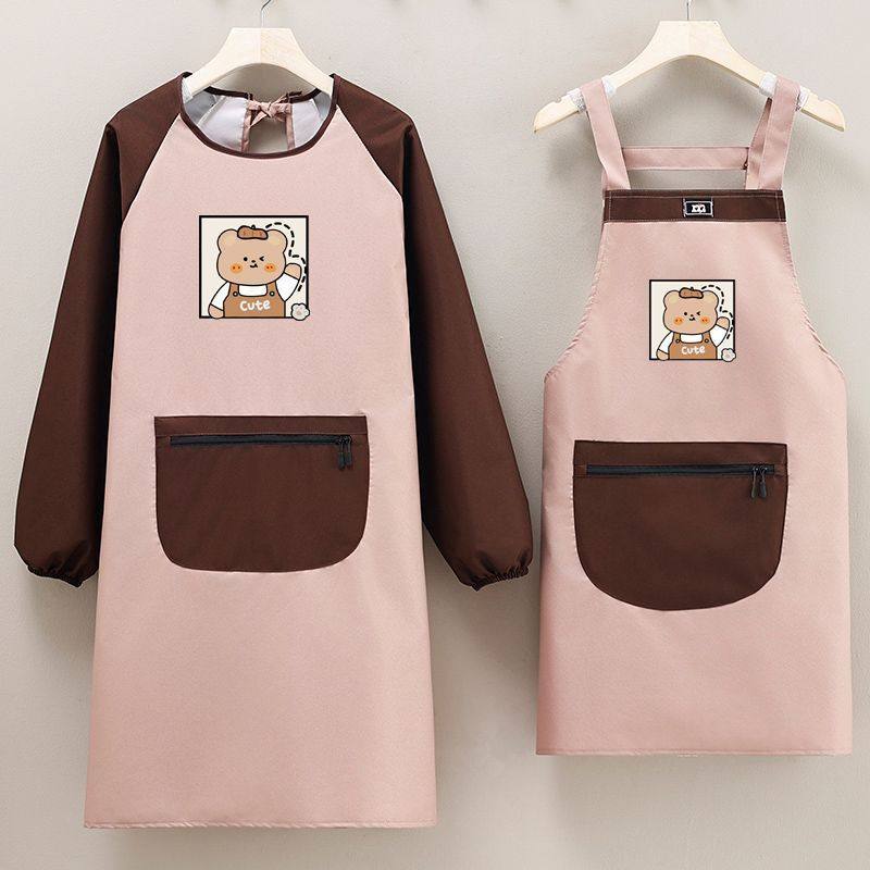 围裙耐脏护衣时尚韩版长袖防水防油污拉链口袋反穿罩衣专用工作服,家庭/个人清洁工具,围裙,淘宝优惠券,粉丝福利购,淘宝优惠卷