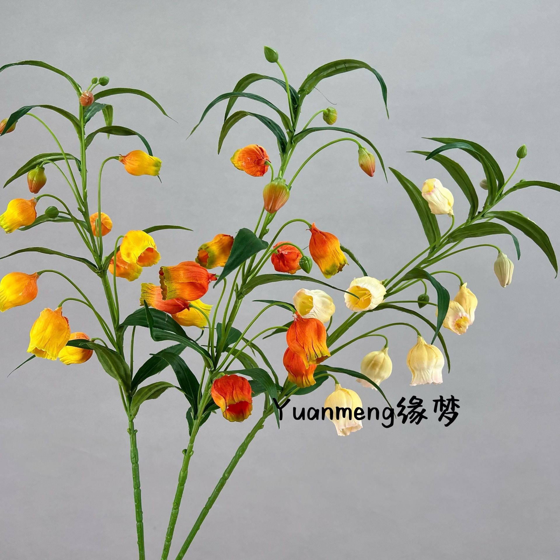 花宫灯百合橘色黄色果实类家居花艺装饰假花室内摄影干花花束