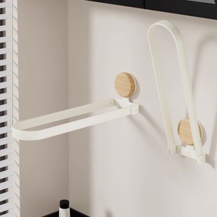 实木阳台衣架收纳架免打孔家用多功能挂钩可折叠挂衣架墙上置物架