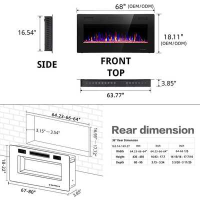 工厂直销超薄8cm厚68寸壁挂式加热定时电壁炉electric fireplace