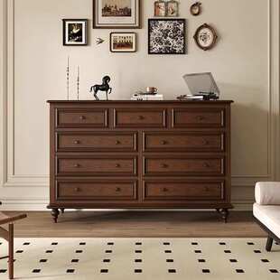 洛根美式实木斗柜床尾柜复古置物收纳储物柜卧室客厅五七斗九斗柜