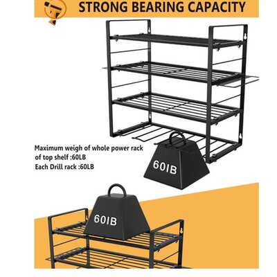 电动工具收纳架车库工具壁挂式金属工具架实用加高款4层铁线款