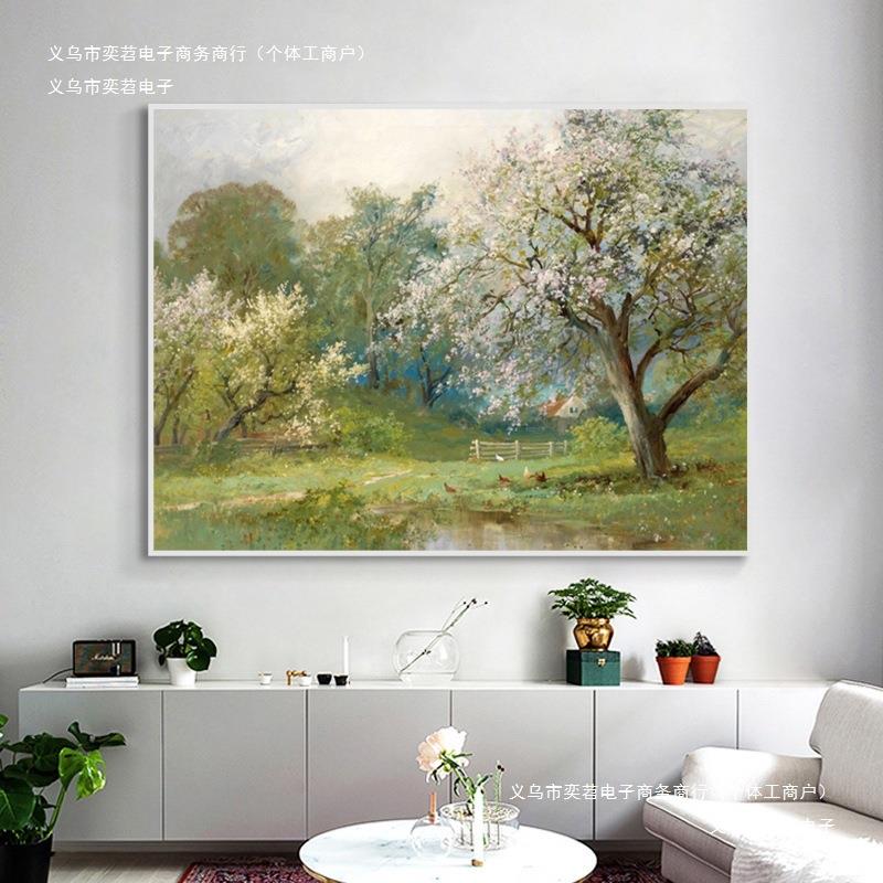 客厅风景纯田园世界现代印象派挂莫奈装饰画卧室壁画手绘油画名画