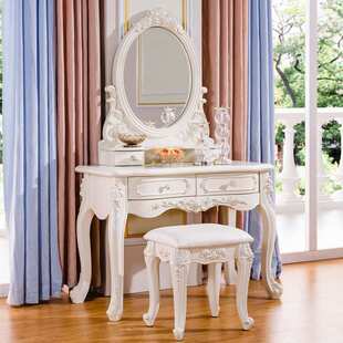 欧式梳妆台卧室 小户型化妆桌田园现代简约 法式化妆台家具1米长