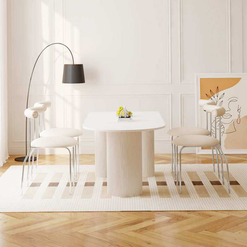 奶油风岩板餐桌小户型家用餐桌椅组合轻奢现代简约吃饭桌子椭圆形,3C数码配件,USB灯,淘宝优惠券,粉丝福利购,淘宝优惠卷