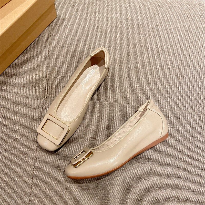 隐形坡跟方扣平底复古单鞋新款浅口软底瓢鞋内增高舒适中跟女鞋子,女鞋,浅口单鞋,淘宝优惠券,粉丝福利购,淘宝优惠卷