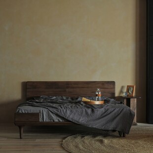 梵几合围床 风侘寂风 实木床黑胡桃木床主卧大床1米8双人床日式