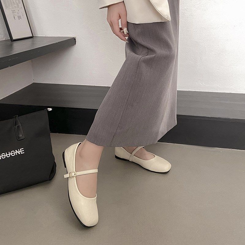 法式复古方头浅口单鞋女平底2025春夏女款晚风气质仙女百搭小皮鞋,女鞋,乐福鞋（豆豆鞋）,淘宝优惠券,粉丝福利购,淘宝优惠卷