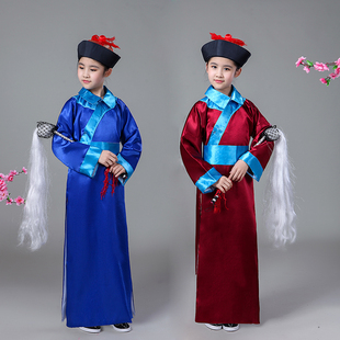 清朝儿童古装太监服公公服男古代侍卫总管服装官服大臣舞台演出服