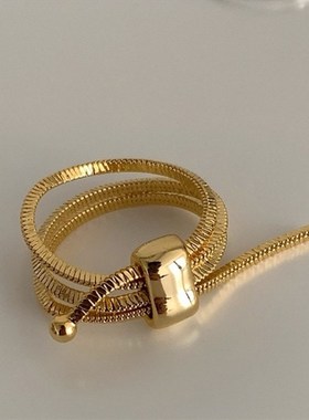 小众设计感多层链条金属开口戒指女复古个性百搭气质时尚指环戒子