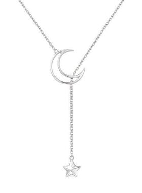 银饰月下流星项链女小众轻奢气质锁骨链闺蜜月亮吊坠